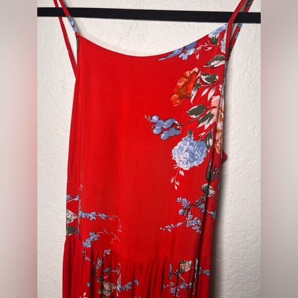 Band of Gypsies Floral Red Maxi Dress POCKETS medium - Picture 4 of 10